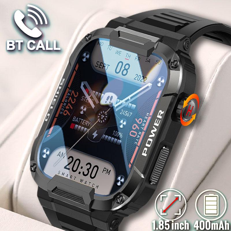 Zodvboz Robuste Militär Smart Uhr Männer Für Xiaomi Android Ios Ftiness Uhren Ip68 Wasserdichte 1,85'' Bluetooth Anruf Smartwatch 2023 Neue