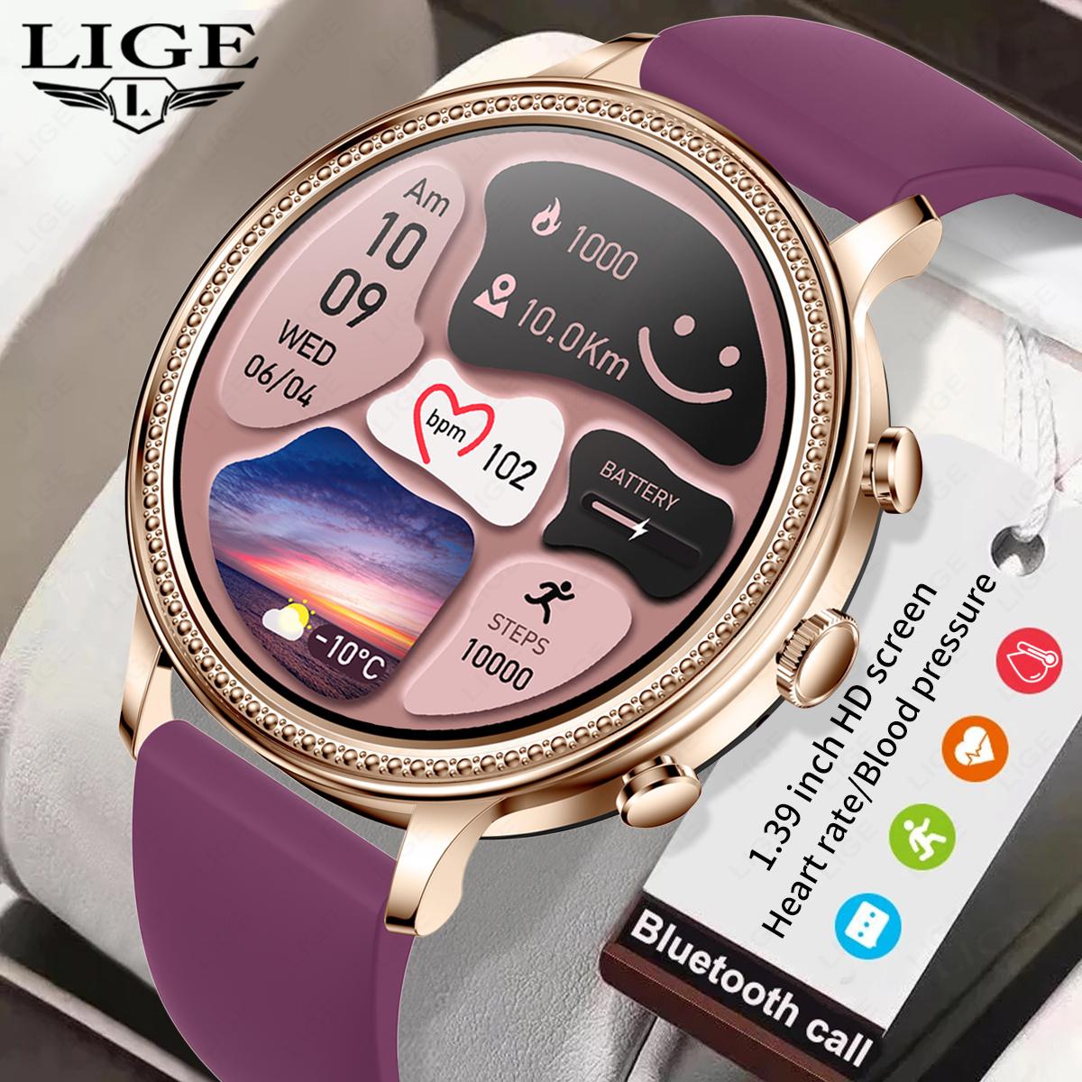 Lige Luxus Smart Uhren Für Frauen Bluetooth Anruf Gesundheit Monitor Sport Smartwatch Männer Smart Armband Für Android Ios