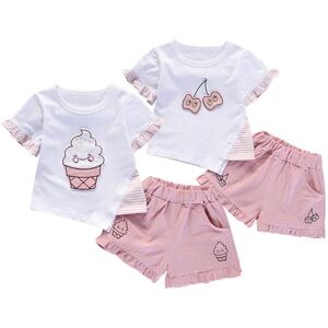 Selfyi Kurzarm-T-Shirt-Tops + Shorts-Outfit Für Kleinkinder Und Mädchen