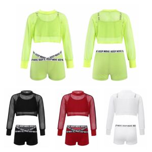 Ranrann Kinder Mädchen 3-Teiliges Street Dance Outfit Sportlicher Trainingsanzug Crop Top Sweatshirt Mit Booty Shorts Set