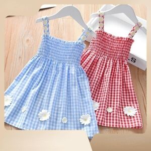 Carriewardrobe Sommer 2023 Kinderkleid Little Daisy Plaid Prinzessin Kleid Für Mädchen