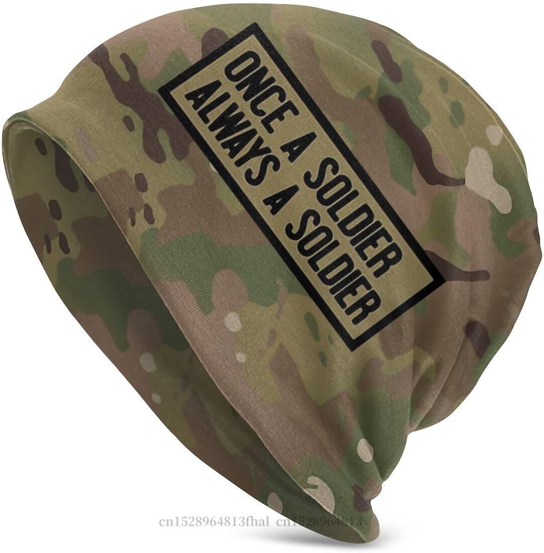 91421224mabncf2a91 Camo Camouflage Army Beanie Hats Always A Soldier Pure Strickmütze Bonnet Hipster Skullies Beanies Caps Unisex Damen Ohrenschützer