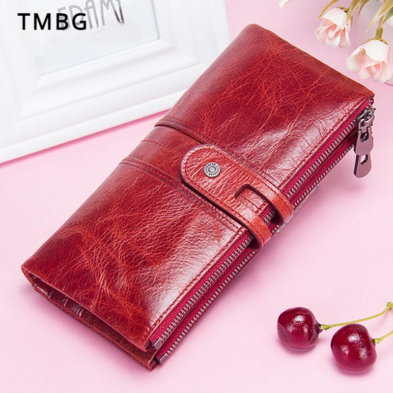 Tongmeng Bag Supplies Luxuriöse Lange Damen-Geldbörsen Aus Vollnarbenleder, Vintage-Stil, Echtes Leder, Damen-Reißverschluss, Haspe, Münzgeldbörse, Kartenhalter, Clutch, Geldbeutel Für Frauentagsgeschenk