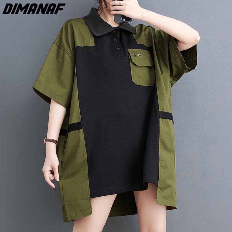 Dimanaf Plus Größe T-Shirt Frauen 2023 Tops & Tees Neue Bluse Sommer Stil Hemd Taschen Lose Neue