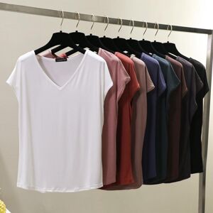Igogogo Solides Basic-T-Shirt Mit V-Ausschnitt Für Damen, Sommer, Modal, Lockeres T-Shirt, Lässiges Unterhemd Von M Bis 2xl
