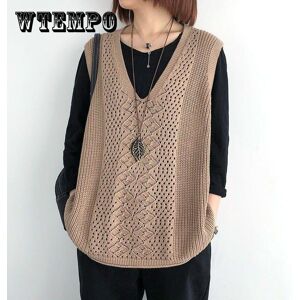 Wtempo Frauen Weste Ärmellose Pullover Solide Vintage Oberbekleidung V-Ausschnitt Gestrickte Top Weibliche Einfache Frauen Weste Herbst Winter