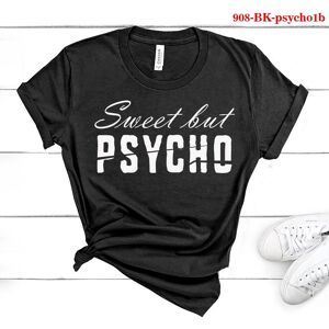 Wgtdwgtd1 Damenmode Casual O-Ausschnitt Kurzarm T-Shirts Sweet But Psycho Print Tops Sommer Weiche Shirts