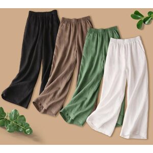 E2fashionee 1pc Atmungsaktive Baumwolle Leinen Breite Bein Hosen Hosen Hosen Gerade Rohr Hosen Frauen Lose Casual