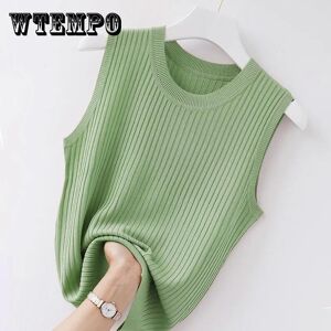 Wtempo Großes Camisole-Damen-Sommer-Bottom-Weißes Kurzes Gestricktes Ärmelloses Top