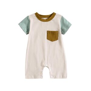 Little Fashionistas Sommer Outfit Einteilige Kleidung Säuglings Neugeborenes Baby Strampler Overall Kurzarm Body Overalls Patchwork Hemd