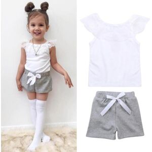 Gethere 2-Teiliges Set Für Kinder, Mädchen, Sommerkleidung, Baumwolle, T-Shirt + Shorts, Mädchen-Outfits, Set Für 1–6 Jahre