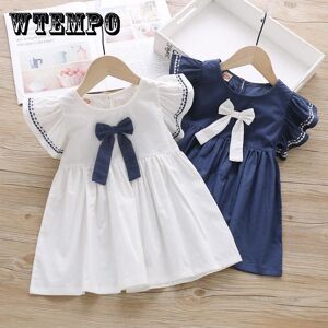 Wtempo Sommer Baby Mädchen Casual Kleidung Kleid Druck Kurzarm Kleid Kinder Kleinkind Pageant Navy Kleider