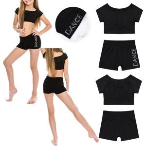 Iefiel Mädchen Kurzarm Tankini Crop Top Shorts Set Ballett Tanzbekleidung Sport Workout Gymnastikanzüge