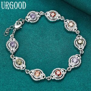 Urgood Buntes Aaa-Zirkon-Armband Aus 925er-Sterlingsilber, Geschenk, Schöner Schmuck