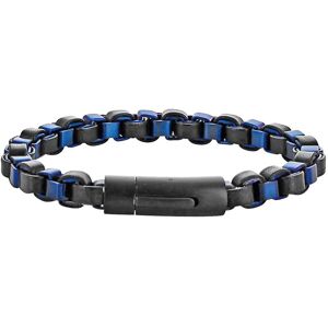 Les Trésors De Lily [R5099] – Schwarzblaues „giorgio“-Stahllederarmband – 215 X 10 Mm