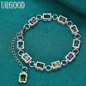 Urgood Buntes Aaa-Zirkon-Armband Aus 925er-Sterlingsilber, Modeschmuck