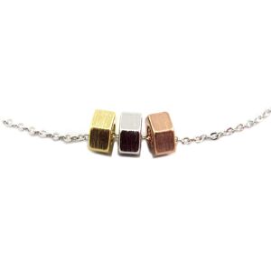7bis [Q6083] – Handgefertigtes „boho“-Armband Aus Dreifarbigem Silber – 9 X 7 Mm