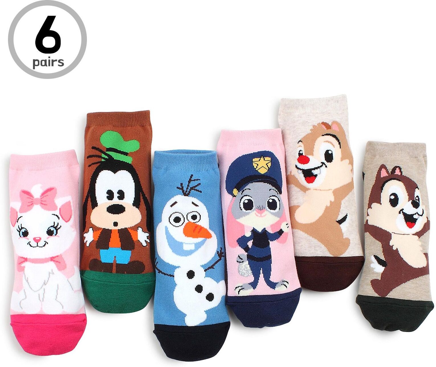 Intype (6 Paar) Disney Movies Lizenzierte Socken Chip Dale Zootopia Goofy Marie Bk16