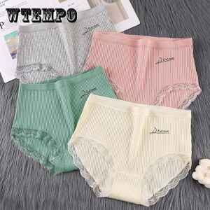 Wtempo 4pcs High-Waist-Unterwäsche Für Damen, Baumwolle, Schritt, Antibakteriell, Große Größe, Bauch, Sexy Unterwäsche, Damen, Japanischer Stil, Hip-Lifting-Mädchen-Spitzen-Slip