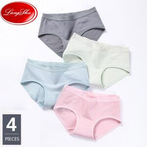 Langsha 4 Teile/los Frauen Höschen Baumwolle Solide Mädchen Briefs Gesunde Dessous Sexy Nahtlose Weibliche Unterhose