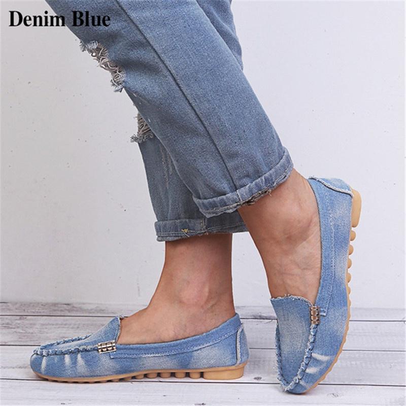 Flawless Clothing 2021 Mode Frauen Schuhe Casual Flache Loafer Chaussure Femme Frauen Schuhe Rutscht Weiche Denim Wohnungen Jeans Schuhe