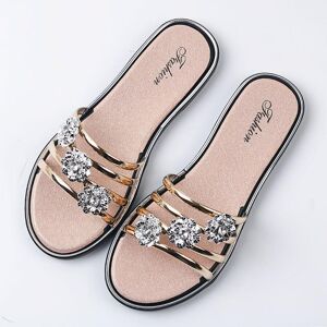 Leosoxs Shoe Neue Sommersandalen Und Hausschuhe Für Damen Mit Flachem Boden, Blumen-Ein-Wort-Hausschuhe, Trend-Strandschuhe, Hausschuhe Für Drinnen Und Draußen