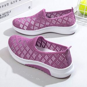 Kualool Sommer Stoffschuhe Damen Mesh Schuhe Atmungsaktives Mesh Freizeitschuhe Weiche Sohle Rutschfeste Damenschuhe One Step Push Mamas Schuhe