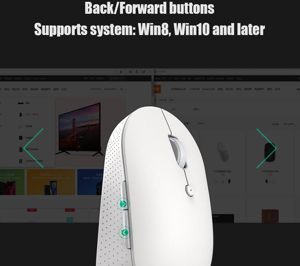 Xiaomi Dual Mode Silent Wireless Mouse 2,4g Mi Silent Laptop-Maus Mit Usb-Empfängergenießen Sie Es