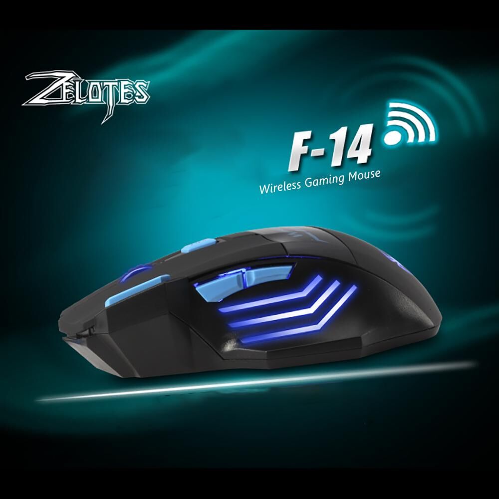 Tomtop Jms Zelotes F14 Led Optische Computermaus, Kabellos, 2,4 G, 2400 Dpi, 7 Tasten, Kabellose Gaming-Maus