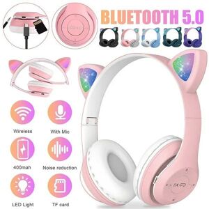 Lyzrc Online Blinkende Led-Katzenohren, Kabellose Kopfhörer, Bluetooth-Ohrhörer Mit Mikrofon, Tf, Fm, Kind, Mädchen, Stereo-Musik-Headset, Telefon-Ohrhörer, Geschenk