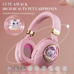 Tomtop Jms Niedliche Kabellose Bt5.3-Kopfhörer Mit Cartoon-Motiv, Over-Ear-Gaming-Headset, Niedliches Tier-Design, Aux-In Mit Kabel