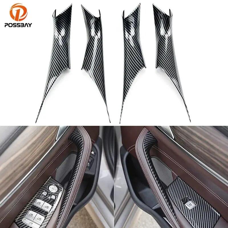 Auto Accessories World Für Bmw 5 Series G30 G38 2018-2020 2021 2022 2023 Carbon Fiber Schwarz Auto Innen Tür Panel Pull Griff Abdeckung Schutz Trim