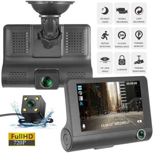 icreative 3 Kameras Objektiv 4,0 Zoll Auto Dvr 24h Dash Cam Hd 720p Dash Kamera Dual Lens Video Recorder 1080p Black Box Cycle Dashcam Spiegel