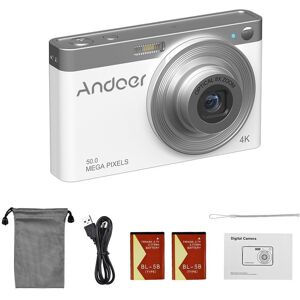 Andoer Tragbare 4k-Digitalkamera, Video-Camcorder, 50 Mp, 2,88 Zoll Ips-Bildschirm, Autofokus, 16-Facher Zoom(8x