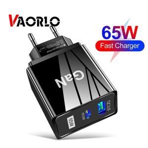 Vaorlo Gan Ladegerät 65 W Schnellladung Pd Usb Schnellladung Qc3.0 Ladegerät Eu Us Uk Ports