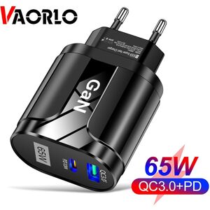 Vaorlo Pd Qc3.0 Gan-Ladegerät, Schnelles Laden, 65 W, Eu, Uk, Us-Ports, Schnellladung