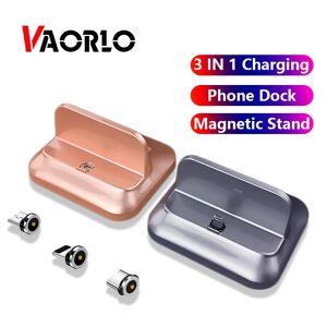 Vaorlo Lade Dock Magnetischer Halter Micro Typ-C 8pin Telefon Ladegerät Für Iphone Xiaomi Huawei Schreibtisch Stehen Laden 3 In 1