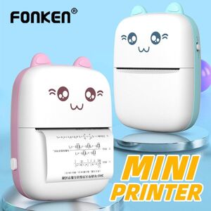 Fonken Mini Thermo-Etikettendrucker Smart Pocket Tragbarer Fotodrucker für Telefon Drahtloser Bluetooth-Klebstoff-Miniprint mit Druckpapier