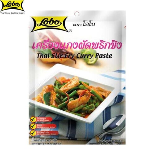 Lobo Thai Pfannengerichte Currypaste, ohne MSG, Konservierungsstoffe oder Farbstoffe zugesetzt / Ergibt 2-3 Portionen, Thailändisches Essen, 60 g