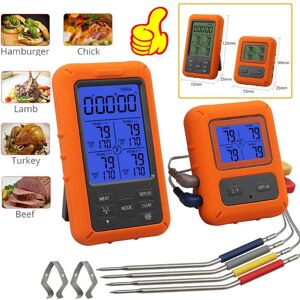 aokashi Fernbedienung Drahtloses Digitales Fleischthermometer 100m Ts-Tp40 Grillofen Küchenthermometer Mit Timer 4 Sonden Für Bbq Food Oven Smoker