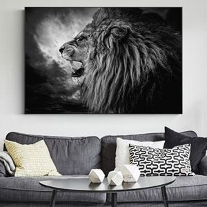 Aidegou16 Schwarz Weiß Roaring Lion King Leinwandmalerei An Der Wand Kunstposter Und Drucke Afrikanisches Tierbild Für Wohnzimmerdekoration