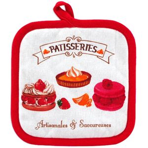 Les Trésors De Lily [A2427] - Baumwolltopflappen 'Pâtisseries' Rot Weiß (Handwerklich Und Lecker) - 20 X 20 Cm