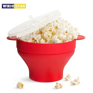 Wikhostar Küche Mikrowelle Popcorn Schüssel Eimer Silikon Diy Rot Popcorn Maker Mit Deckel Chips Obstschale Hohe Qualität Einfache Werkzeuge