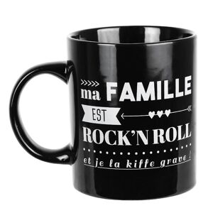 Les Trésors De Lily [Q0769] – Schwarze Keramiktasse „messages“ (Meine Familie Ist Rock'N Roll Und Ich Liebe Sie Wirklich!) – 30 Cl