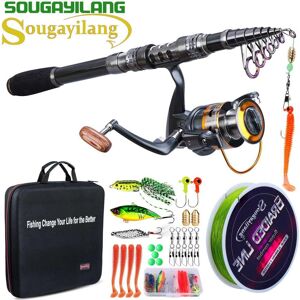 SOUGAYILANG Carbon Teleskop Angeln Rod Pole Mit 11bb Metall Spinning Reel Und Tragetasche Lure Line Combos Angelruten Rollen Set