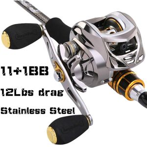 YUNNONG FISHING Baitcasting Angelrolle 6.3: 1 Gear-Low Profile Carbon Drag 11 + 1bearing Dual Magnetic Brakes Reel