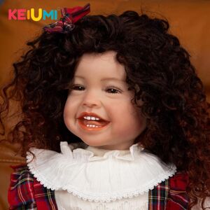 Keiumi 24 Zoll 3d-Painted Nette Reborn Kleinkind Puppen 60 Cm Weiche Silikon Lebensechte Lächeln Reborn Baby Spielzeug Puppen Für Mädchen Spielkameraden Geschenke