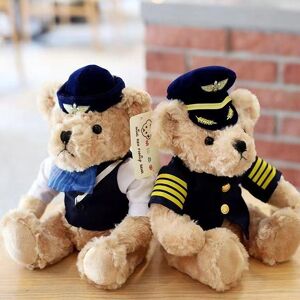 Keiumi Kinderspielzeug Kapitän Bär Puppe Uniform Polizei Bär Stofftier Luftfahrt Pilot Puppe Stewardess Bär Puppe