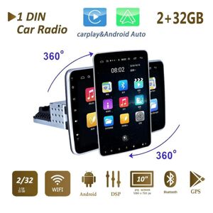 Icreative Universal-Autoradio 1 Din Android 2 + 32 Gb, 8-Kern-Prozessor, 10,1-Zoll-Drehbildschirm, Dsp Gps Wifi Carplay 1 Din