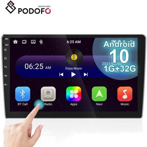 Podofo 2 Din 10 Zoll Autoradio Autoradio 1+32g Android 10.0 Gps Wifi Bluetooth Fm Empfänger Touchscreen Auto Mp5 Player Rückspiegel Link